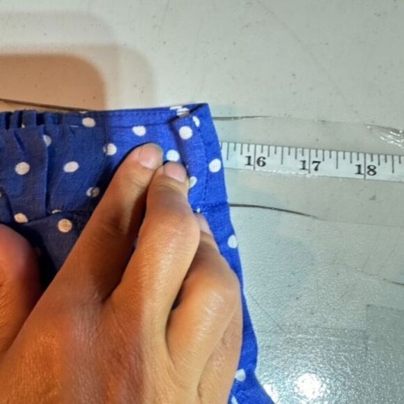 J CREW Mini Skirt Blue White Linen Polka Dot Drawstring Size 8 Pull‎ on Feminine - Picture 9 of 9